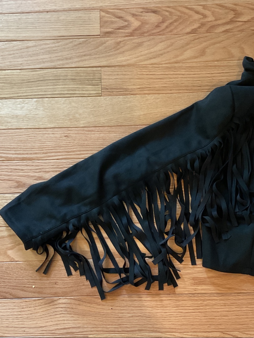 Black Fringe western Open Jacket cropped faux suede medium biker NWOT COWBOY - Picture 9 of 11